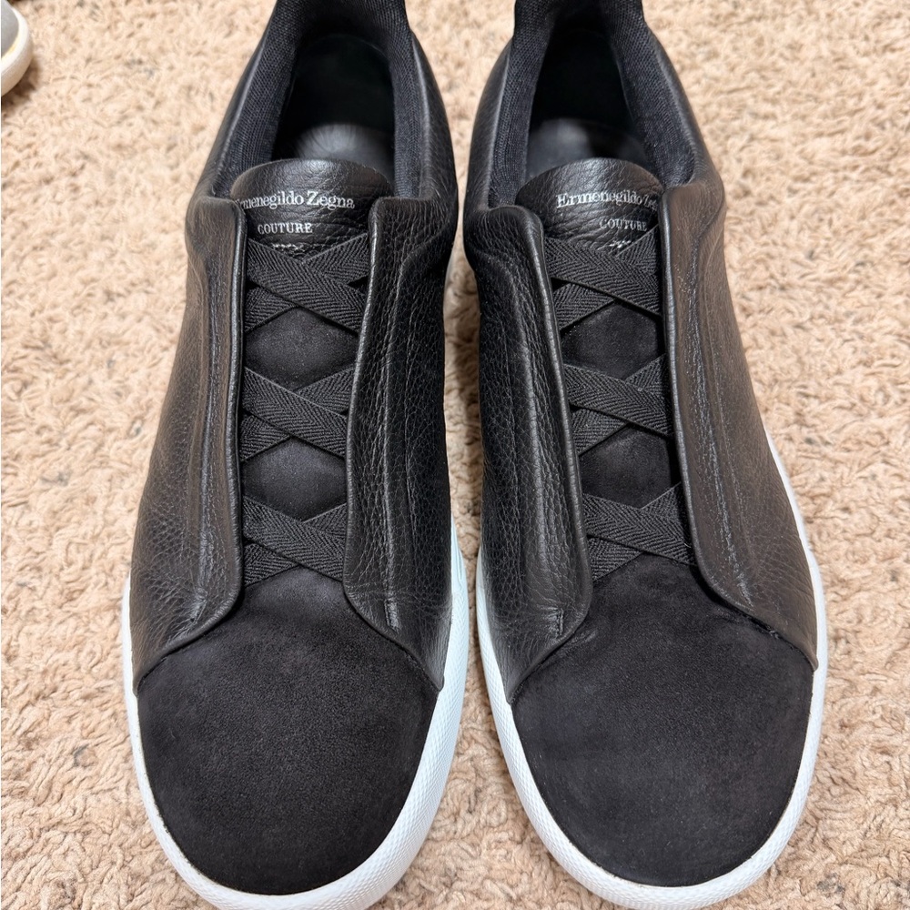 Ermenegildo Zegna Black and White Men's Sneakers